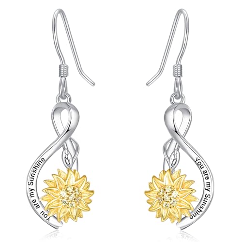 Dreamboat Sunflower Daisy Dangle Drop Earrings 925 Sterling Silver Flower Jewelry Mother's Day Birthday Gifts for Women