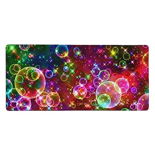 Tapis de souris XXL arc-en-ciel 90x40 cm antidérapant et imperméable pour bureau