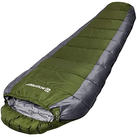 Bessport Schlafsack Outdoor 3 Jahreszeiten Mumienschlafsack Warm Leichter Wasserabweisend Cover