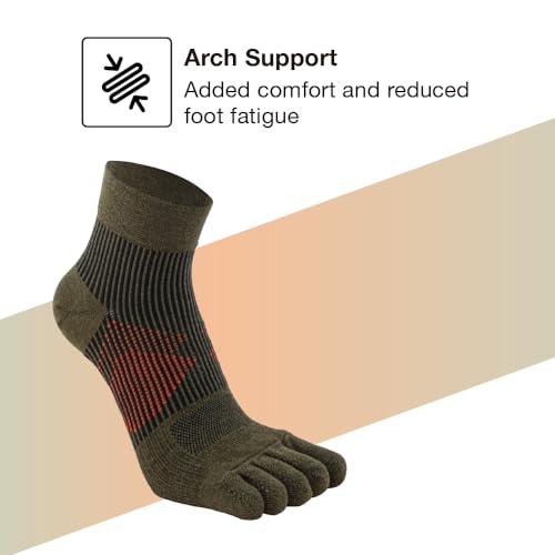 CHEGO Men's TALARIA Toe Socks, Moisture-Wicking, Arch Support, for Running, Marathon & Cycling, 3 Pairs Set (US9~12)3