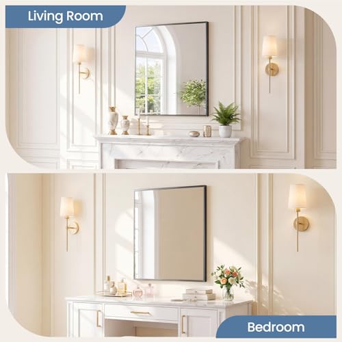 Image of NEWBULIG 30 inch x 36 inch Black Rectangle Bathroom Mirrors for Wall, Morden Wall Mirror with Metal Frame, Tempered Glass, Vanity Mirror for Over Sink, Entryway, Living Room, Anti-Rust