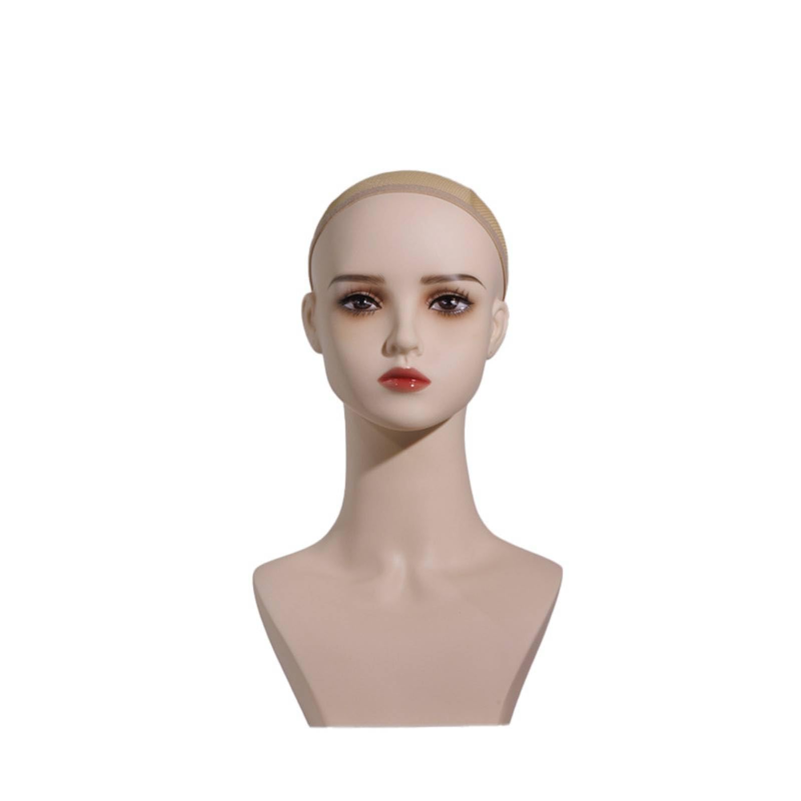Female Display Head Half Body Design Hairpiece Stand Head Eyelashes and Lips Hairpiece Display Bust for Cosplayers, Salon Owners, Wig Display-image-27