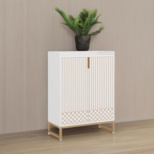 Tribesigns Shoe Cabinet with Doors, 5 Tiers Shoe Storage Cabinet for Entryway, 25 Pairs Wooden Shoe Cabinets, Modern Shoe Organizer Storage for Living Room, Bedroom, Hallway, Closet, White
