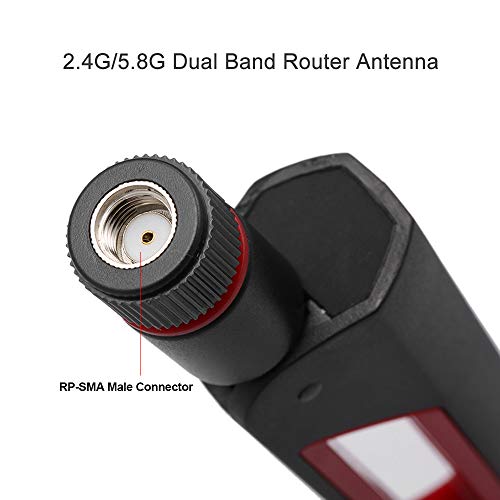 Sangmei Antena de roteador de banda dupla 2.4G / 5.8G Antena externa omnidirecional c/conector macho