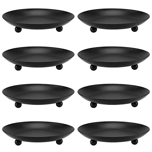 Taicheut 8 Pack Black Iron Plate Candle Holders, Round Candle Stands, Large Candle Plates, Decorative Candlestick Plates For Wax Candles, Wedding, Dinning, Parties, Home Decor #TOP15