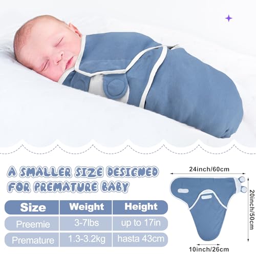 Image of Newwiee 4 Pcs Preemie Baby Swaddle Wrap Adjustable Cotton Swaddle Sleep Blanket for Preemie Boy Girl Improves Sleep Essentials(Bear Style)