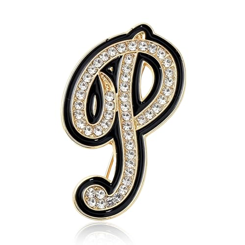 Image of Letter Brooches and Pins for Women A-Z Initial Brooch Pins for Socks Backpacks Crafts Fashion Crystal Rhinestone Initial Pins Trendy Custom Jewelry for Men Women