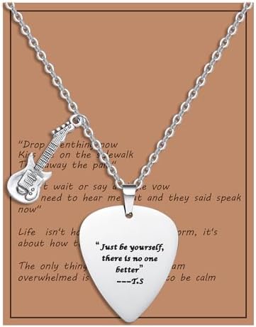 COTATI Taylor Quotes Guitar Pick Swifties Necklace, Eras Tour Outfits Jewelry Accessories Inspired Fans Gift Merch