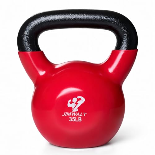 JIMWALT Jimwalt Imported Premium Vinyl Coated Solid Kettlebell - Non Slip Grip| Reach Compliant| From the House of Healthycliq | Sedex Certified| Strength & Cross Training Weight for Home Gym (Vinyl, 35LB)