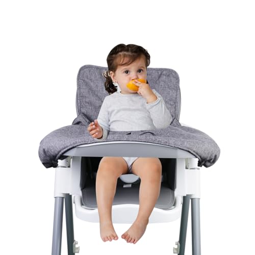 Shopping Cart Cover for Baby, Cotton High Chair Cover, Infant Grocery Cart Cushion Liner with Storage Pouch, Foldable, Machine Washable for Infant, Toddler, Boy or Girl. (Grey)