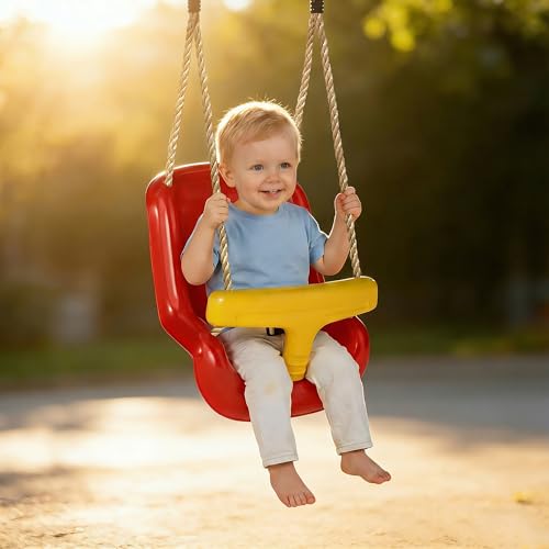 Aiyaplay Altalena Per Bambini Da Interno Ed Esterno, Altalena Da Giardino Per Neonati E Bimbi 9-36 Mesi, Corda Regolabile E Cintura Di Sicurezza - 6