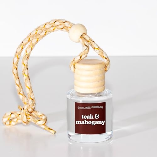 Image of COOLGIRLCANDLES Teakwood + Mahogany Car Hanging Fragrance Oil Air Freshener for Essential Oils, Aromatherapy Automobile Diffuser, Long Lasting Bottle