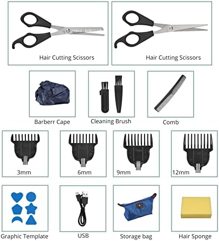 COLFULINE Professional Rechargeable Hair Clipper Electric Cordless Head Hair Trimmer Hair Cutting Grooming kit Alloy Blade Waterproof Wet and Dry for Men and Family Use