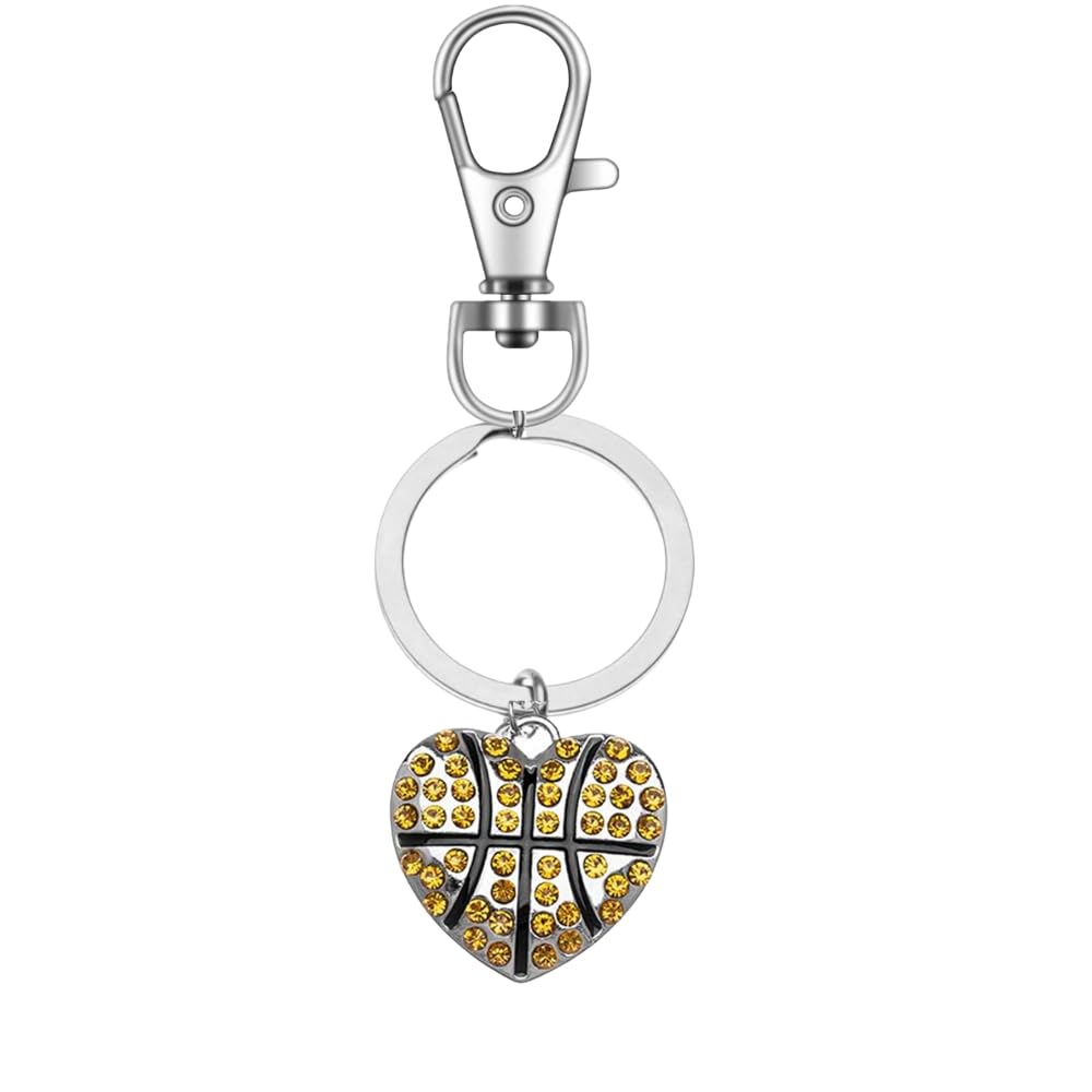 Sportybella Basketball Keychain, Softball Keychain, Volleyball Keychain, Baseball Keychain, Soccer Key Fob, Team Spirit Gift for Players (Basketball Heart)