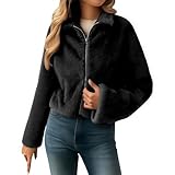 Greabuy Manteau tendance en fausse fourrure pour femme avec fermeture éclair sur le devant pour différents styles d'occasions et isolation thermique