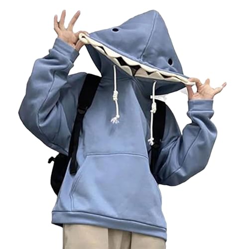 Lambo Tier-Hoodie - Blaue Kapuzenpullover für Damen in Haifischform mit Langen Ärmeln - Paar-Pullover, Tier-Kapuzen-Cartoon-Sweatshirt für Männer und Frauen