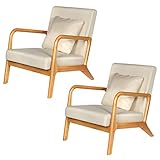ELUCHANG Mid-Century Modern Accent Chair Set of 2,Fabric Reading Armchair,Easy Assembly,Lounge Chair for Living Room Bedroom Apartment