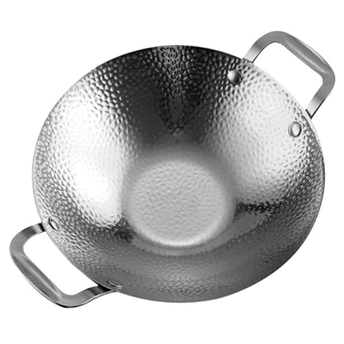 VERDANVERSE Olla de Cocina de Acero Inoxidable con Doble Asa para Hot Pot y Paella Olla Noodle Pan Resistente para Hogar y Restaurante Color Plata