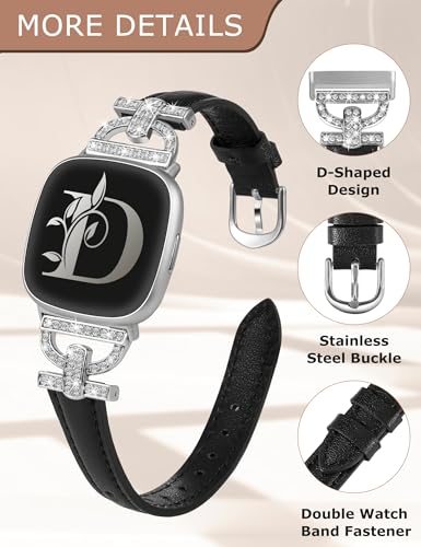 TOYOUTHS Genuine Leather Straps Compatible with Fitbit Versa 3/Versa 4/Sense 2/Sense - Image 3
