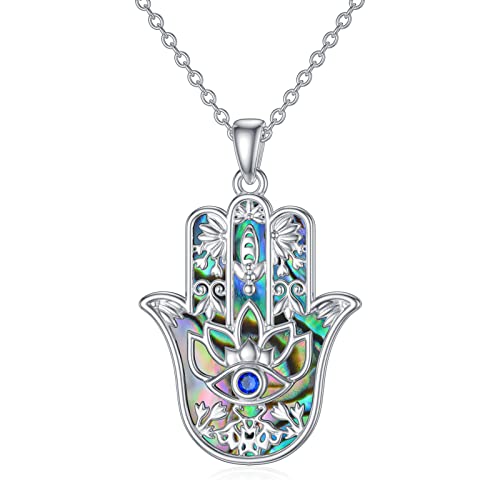 PROESS Sterling Silver Hamsa Fatima Necklace Elephant Necklace Blue eye Pendant Jewelry for Men Women Girls Boy
