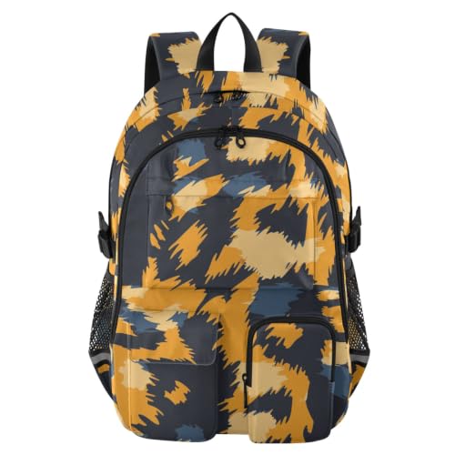 Mochila de viaje para laptop y bolsa de trabajo universitaria estampada marrón y negro