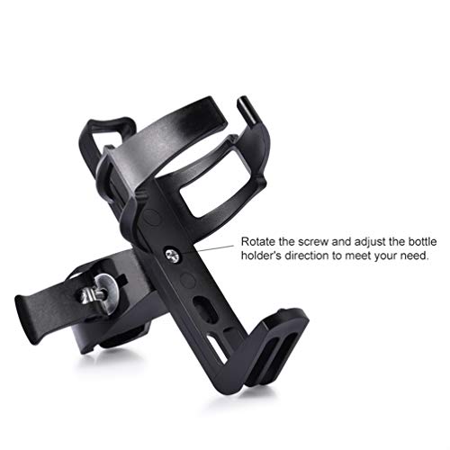 Bicycle Water Bottle Cage Holder - Universal Nylon Plastic Lightweight & Adjustable Mountain Bike Drink Cup With 360 Degree Rotating For Cycling Mtb No Screws Black (2 Pack) #TOP2