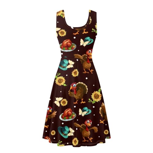 Image of TOADDITDO Women's Sleeveless O Neck Beach A-Line Party Coctail Tank Dresses Flared Sundress