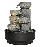 Dehner Zimmerbrunnen Nalani, Indoor-Brunnen, mit LED-Beleuchtung, ca 27 cm Höhe, ca. 21,5 cm Durchmesser, Polyresin, grau