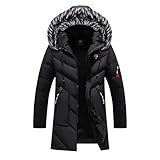 DYHQQ Doudoune pour Homme Manteau épais d'hiver Doudoune Chaude Manteau de Neige avec Capuche en Fourrure,A,4XL