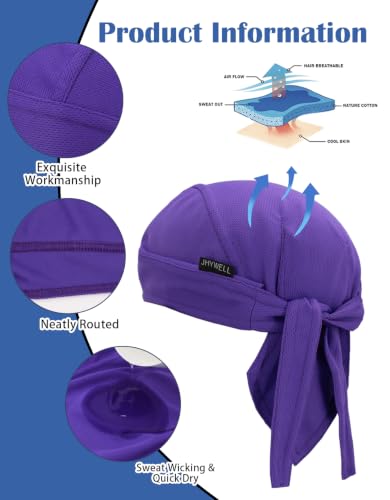 Image of Cooling Do Rags Sweat Wicking Skull Caps Doo Rags Large Motorcycle Dew Rag Head Wrap Bandana Hats Liners for Men and Women