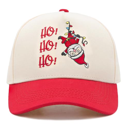 WALNOVA Christmas Baseball Cap for Men Women, Embroidered Santa Trucker Hat for Xmas Holiday New Year Party, Red