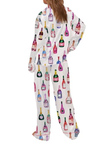 Image of SHESHOW Satin Pajamas for Women Set Long Sleeve Button Down Sleepwear 2 Piece Nightwear Women Pjs Sets Size XS-XXL