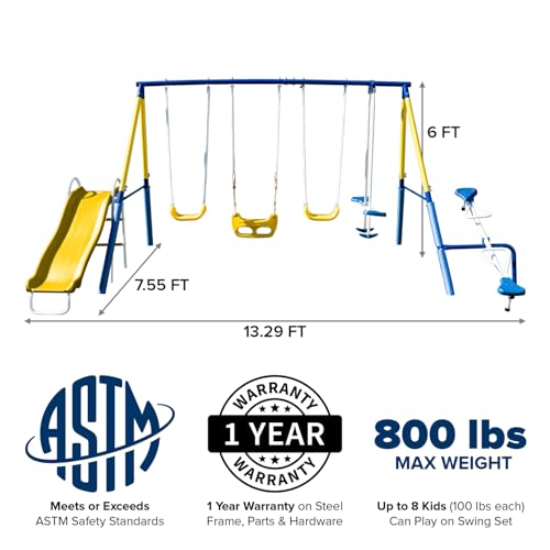 image for Sportspower Royal Fun Metal Swing Set: 2 Swings/Standing Swing, 2 Kid 