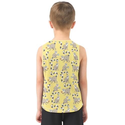 Baby Boys Sleeveless Tank Top Cartoon Ring Tailed Lemurs Toddler Athletic Vest 3-10T3