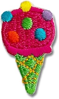 ワッペン 極極小 食べ物 フード アイスクリーム お菓子 スイーツ デザート アイロン 接着 アップリケ 刺繍 パッチ 補修 手芸 入園グッズ 入園準備 保育園 幼稚園 小学校 (【1】アイスクリーム いちご味)