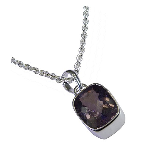 Améthyste pendentif argent rectangle contre ternissement collier