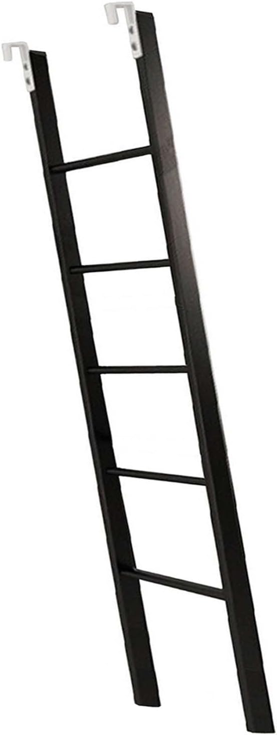 Black Bunk Bed Ladder with 2 Hooks - Safety Step Ladder for Travel Trailers Twin Beds Dorms and Lofts - Short Camper Ladder 63" (160cm) for Easy Access