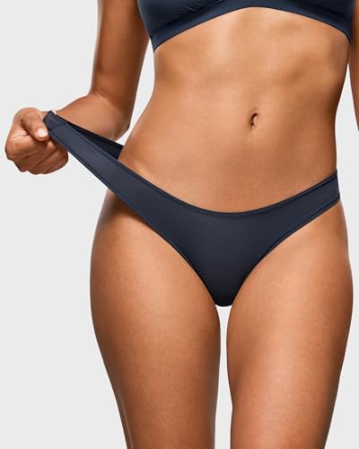 Image of INLYRIC Women's Inbarely Soft Thong - No Show Sexy Panties Breathable V-waisted Ladies Underwear 3 Pack