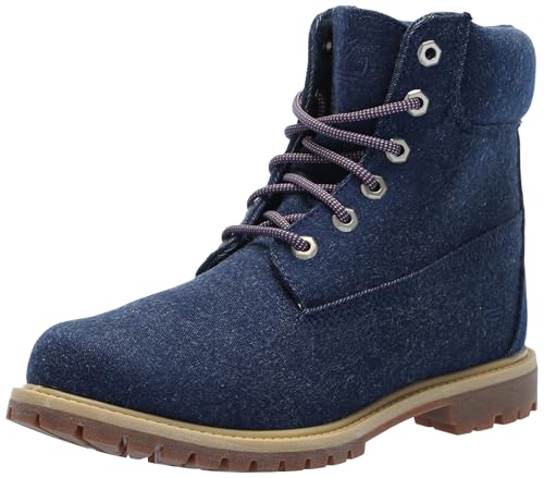 Timberland Women's Premium 6 Inch Lace Up Boot, Dark Blue Canvas, 9 Medium