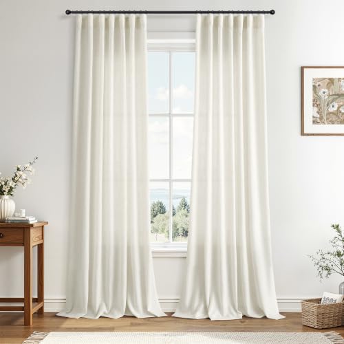 Joywell Linen Sheer Curtains 84 Inches Long for...
