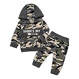 Design: DADDY'S BOY Langarm-Hoodie-Sweatshirt mit Buchstabenmuster und Tarnhose. Gute Wahl, um charmant und gutaussehend zu bleiben.