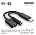 Nylon Braided 2 in 1 USB C Type C to 3.5mm Headphone Audio Aux Jack & Charge Adapter Cable Converter for Motorola Moto Z, Letv Le Pro 3 and Other Mobile Phone That Without 3.5mm Audio Jack