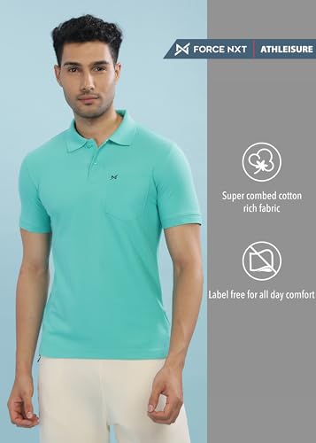 Image of Force NXT Polo Neck T-Shirt for Men Pack of 1 | Regular Fit T-Shirt for Men | Premium Super Combed Rich Cotton Polo Shirt | Men's Ultra Soft Half Sleeve T-Shirt