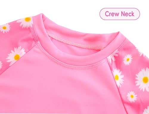 Girls Swimsuit 2 Piece Rash Guard Set Short Sleeve Bathing Suits UPF 50+ Summer Beach Swimwear3