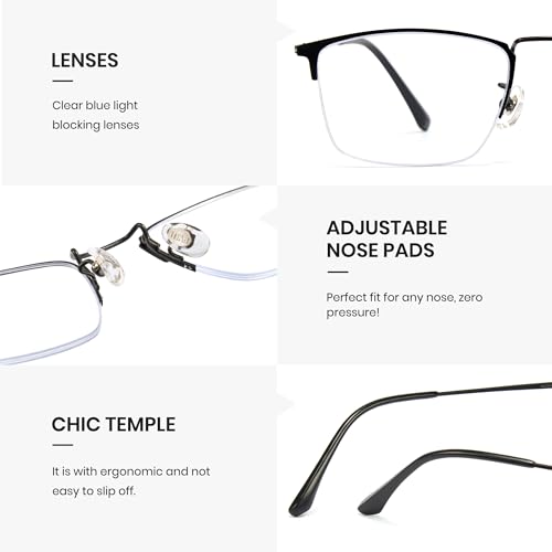 Image of Cyxus Blue Light Blocking Glasses for Men Woman Semi Rim Computer Gaming Office Study Eyeglasses with UV Protection 8731T02