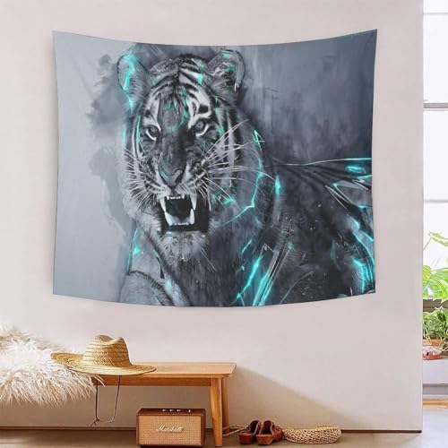 Tapisserie murale tigre pour relooker une chambre etudiant ou un salon 180x230cm