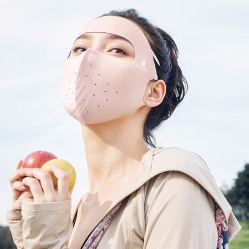 Image of SANNIDHI Full Face Mask for Sun Protection, 3D Face Cover for Women Men, UPF 50+ Summer Face Mask for Women, Breathable Ice Silk Cooling Sun UV Masks for Biking, Driving (Reusable)