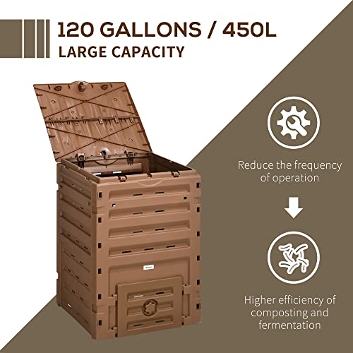 Outsunny-Garden-Compost-Bin-120-Gallon-450L-Garden-Composter-BPA-Free-with-80-Vents-and-2-Sliding-Doors-Lightweight-Sturdy-Fast-Creation-of-Fertile-Soil-Brown