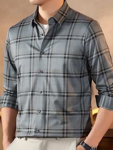Image of Lymio Men Shirt | Checkered Button Down Shirt for Men | Slim Fit Casual & Semi-Formal Shirts for Man | Textured Long Sleeve | Office & Weekend Ready (Packs Also Available) (Big-Checks)