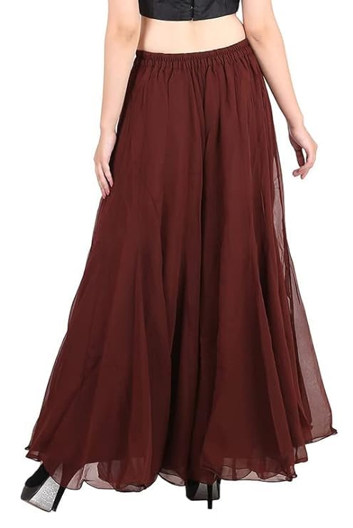 Image of Kvish Regular Loose Fit Solid Colour Georgette Flared Sharara Palazzo for Women